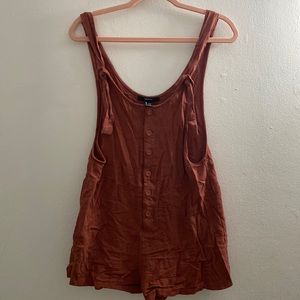 Forever 21 Knot tie romper, button front, never worn.